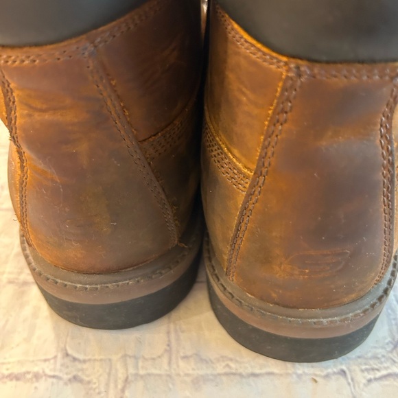 SKECHERS BROWN LEATHER AIR-COOLED MEMORY FOAM WATERPROOF WORK BOOTS MENS SIZE 8 - Picture 5 of 14